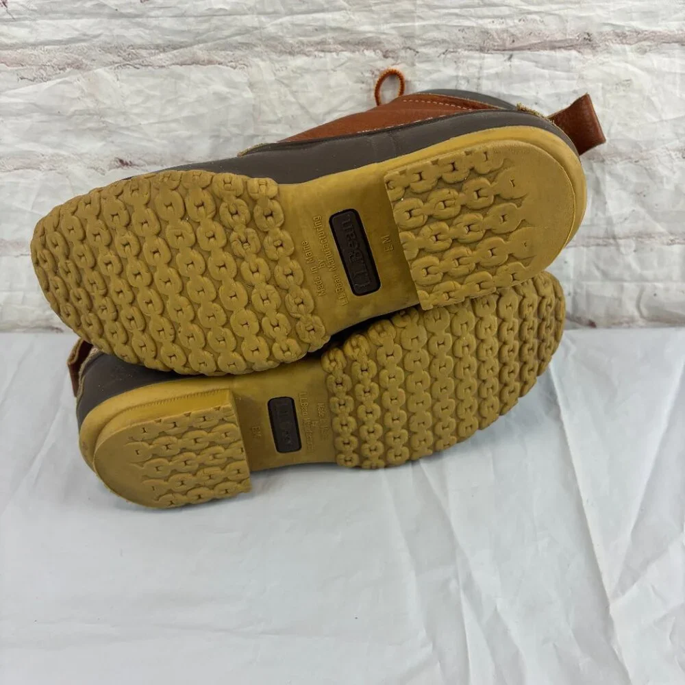 L.L. Bean Women's 9 / 9.5 Brown Leather Lace-up Rubber Waterproof Duck Boots - Picture 9 of 9